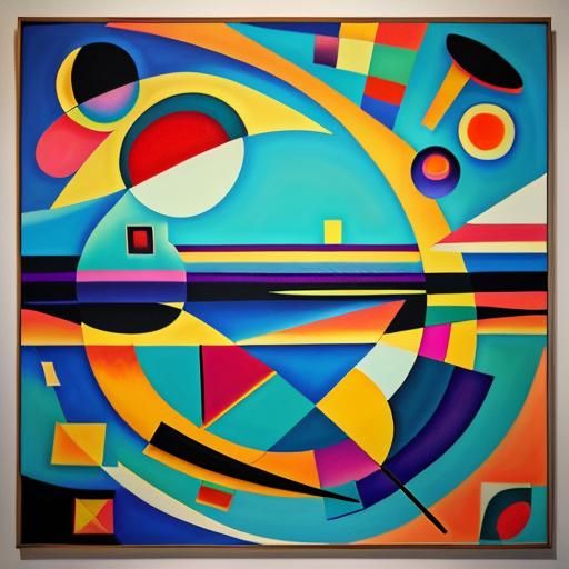 ░ An abstract painting in the style of Wassily Kandinsky, wi...
