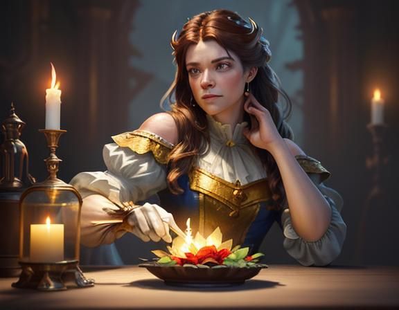 Belle and Beast Portrait with Dynamic Lighting