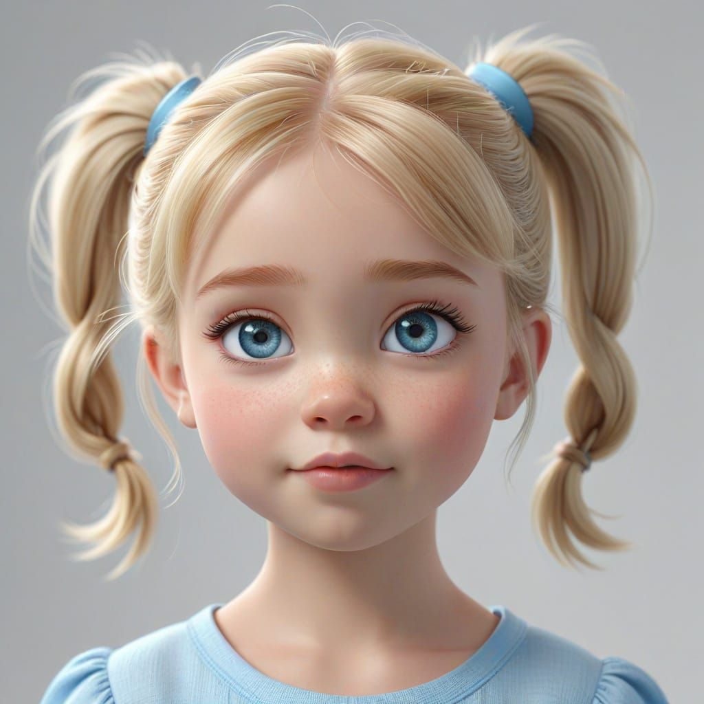 Cute Toddler Portrait in Pixar 3D Animation Style
