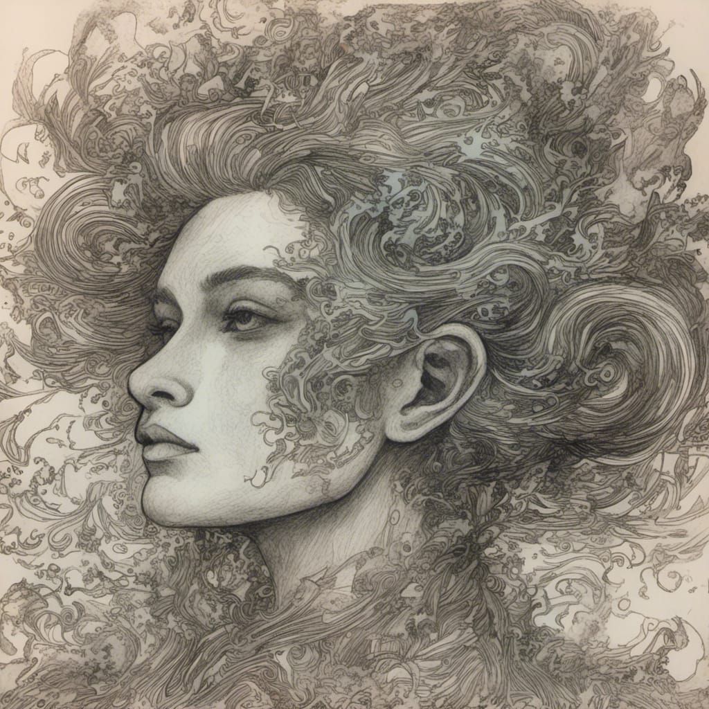 Psychedelic Neon Anime Pencil Sketch