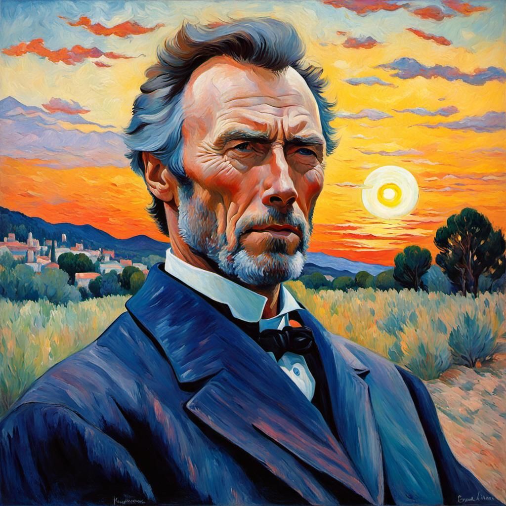 Eastwood wearing a blue suit