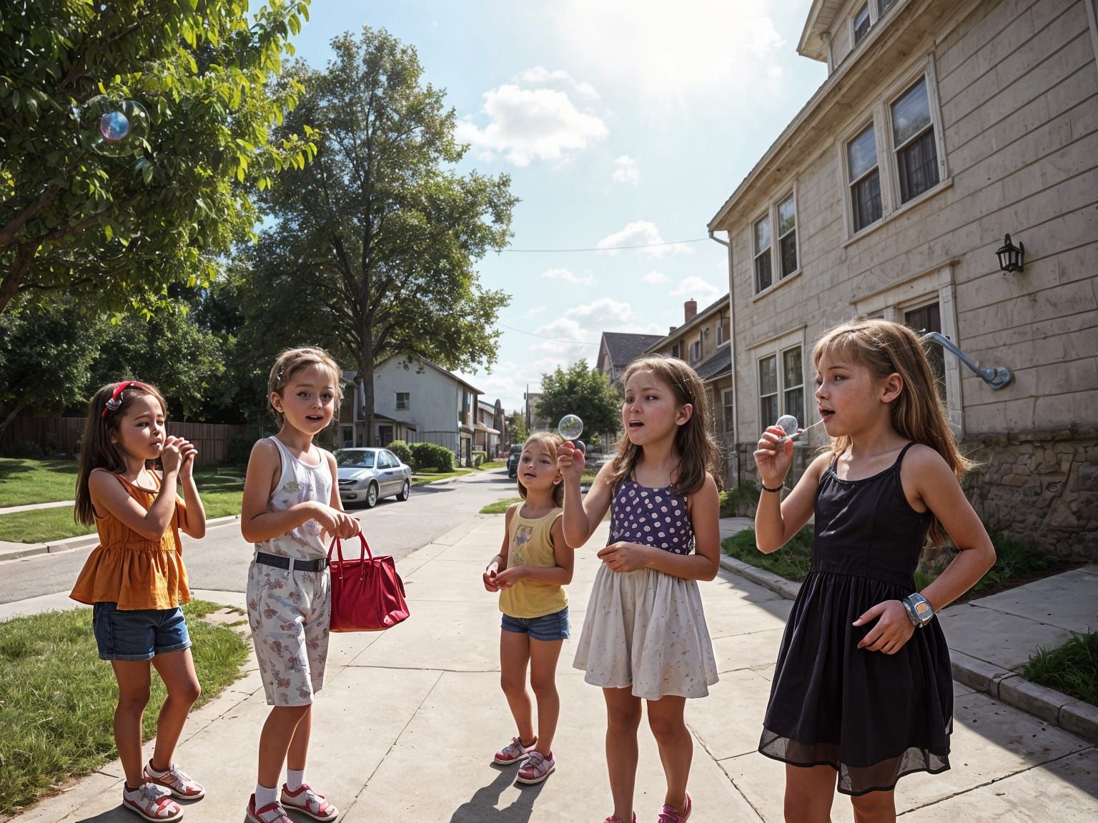 Kids Blowing Bubbles: 1980s Digital Impressionism