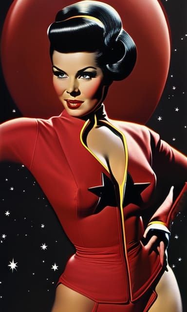 Retro Sci-Fi Space Girl in Spacesuit