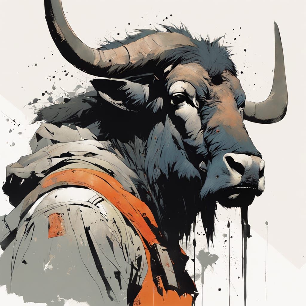 Wildebeest in Graphic Novel Style