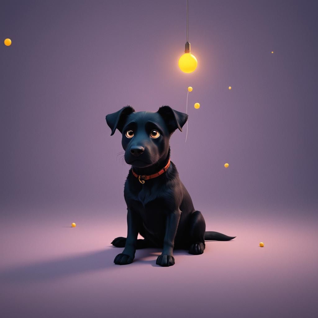 Black Dog's Dream: 3D Digital Art in Pixar Style