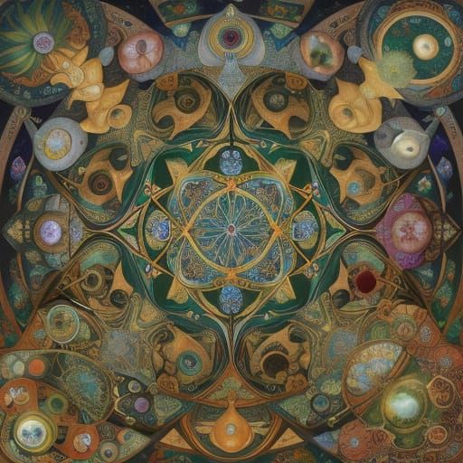 Psychedelic Sacred Geometry Utopia as Oil Painting