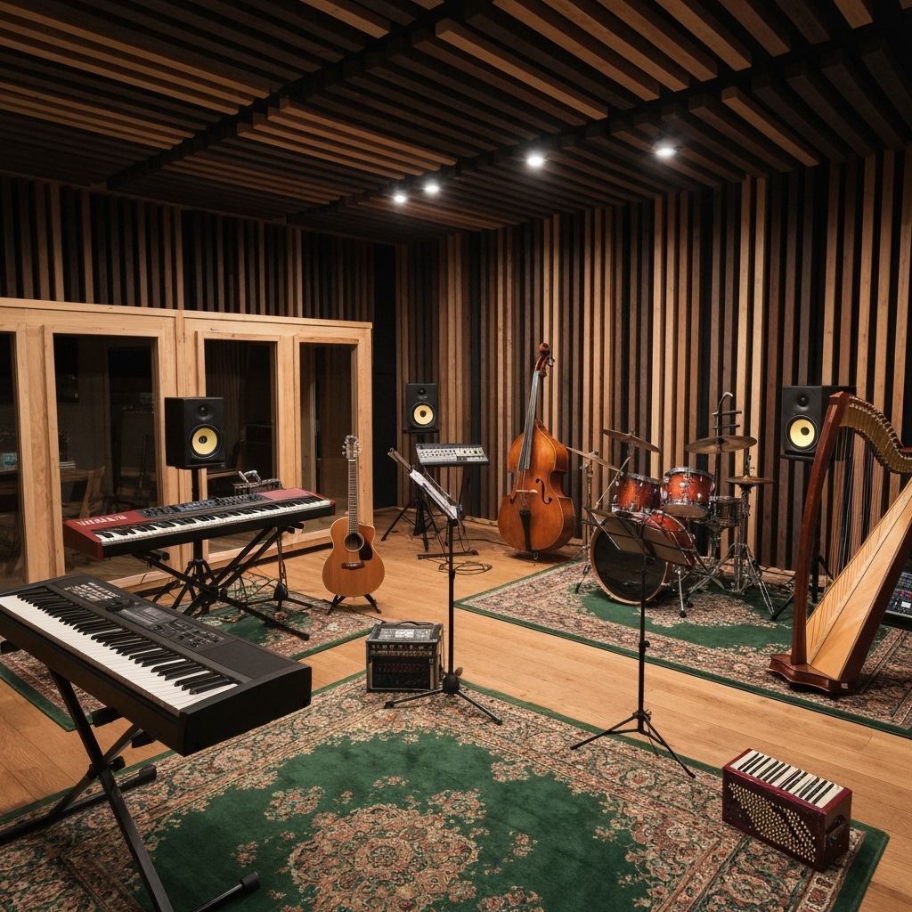 Intimate Recording Studio with Instruments