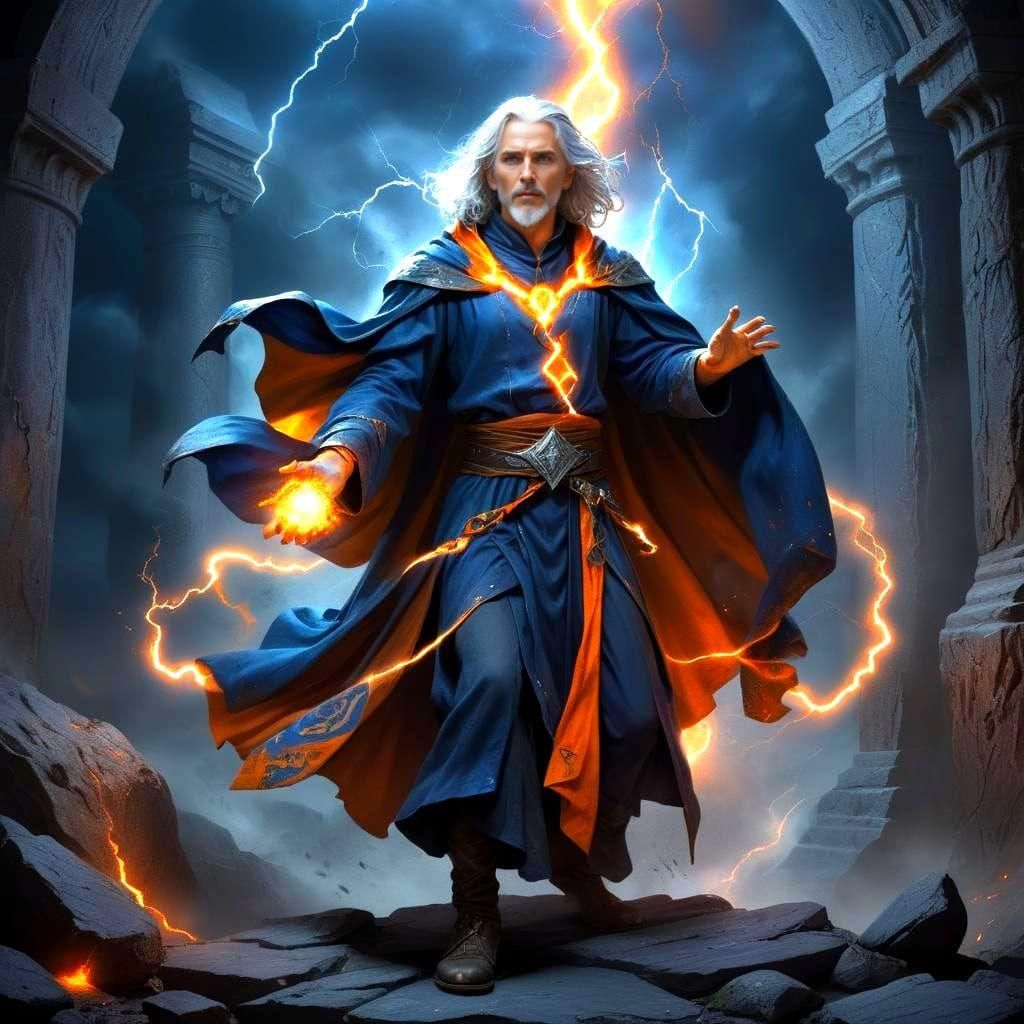 Wizard Casting Lightning Spell in Deadly Tomb