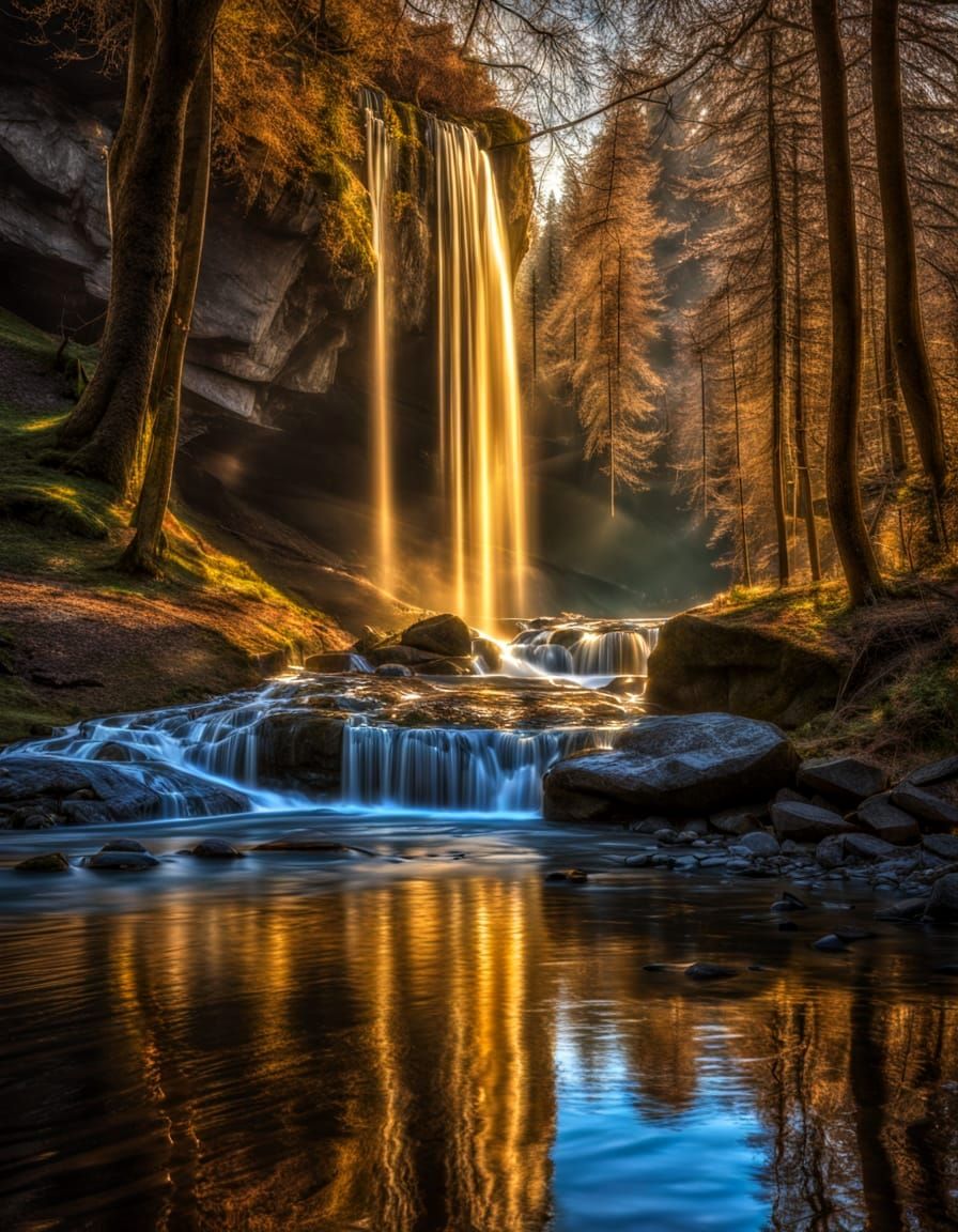 Fantasy DNA Waterfall in Photorealistic Style