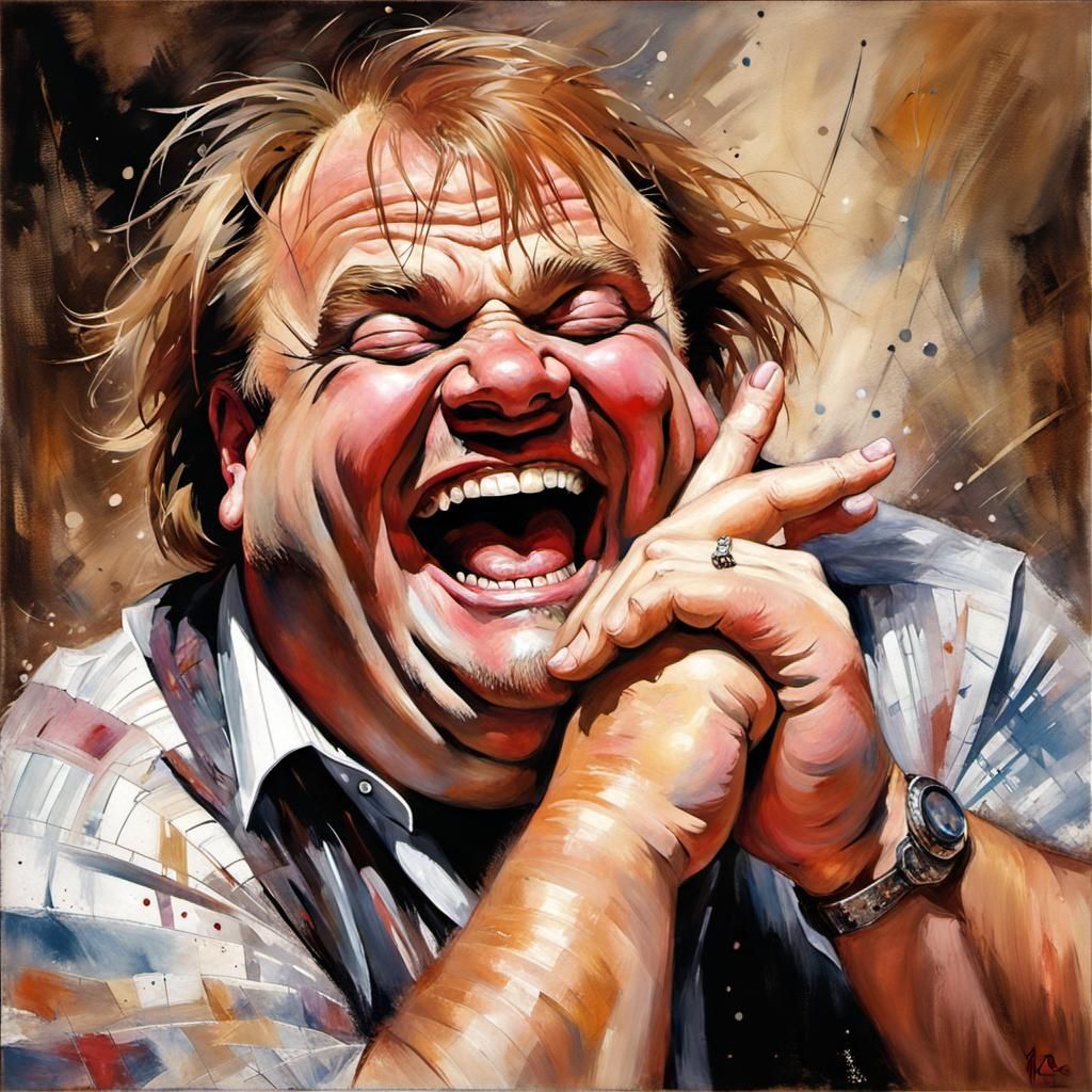 Chris Farley Laughing, in Contemporary Realist Style