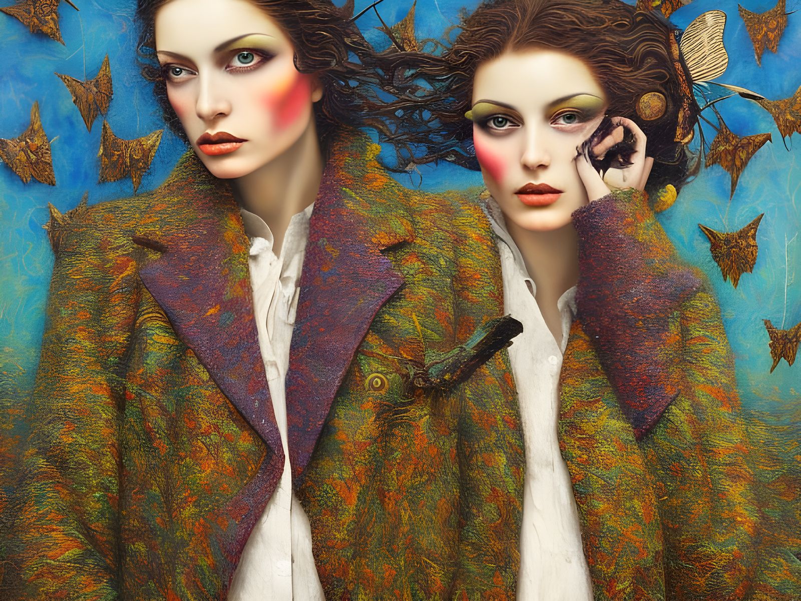 Psychedelic Moths Feast on Jacket as Oil Painting