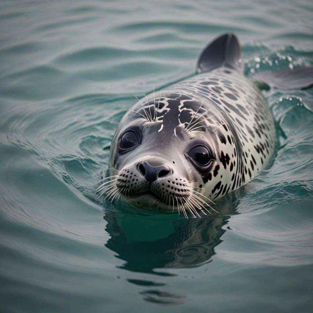 Spotted Seal Pup in Crystal Clear Waters