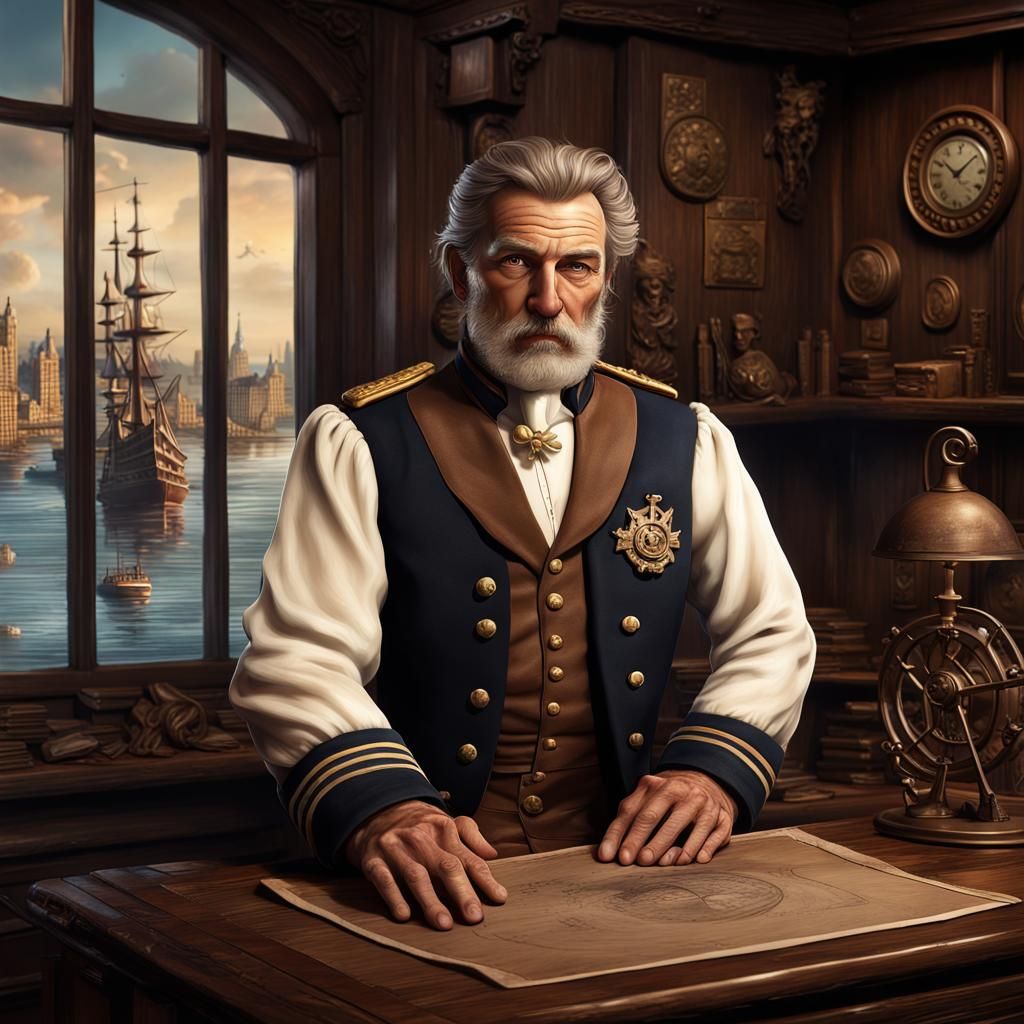 Fantasy Sea Captain in Detailed Matte Painting