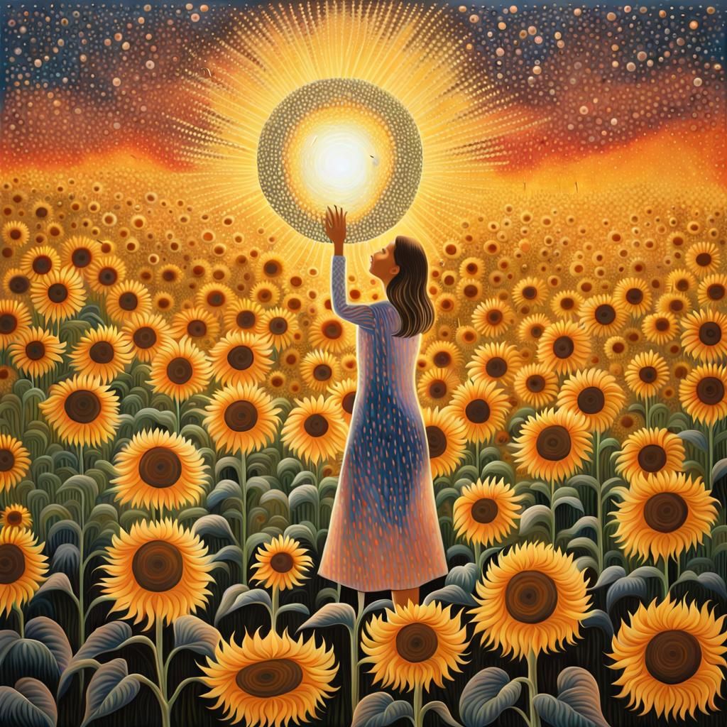 Sunflower Field Sunset: Ethereal Impressionism