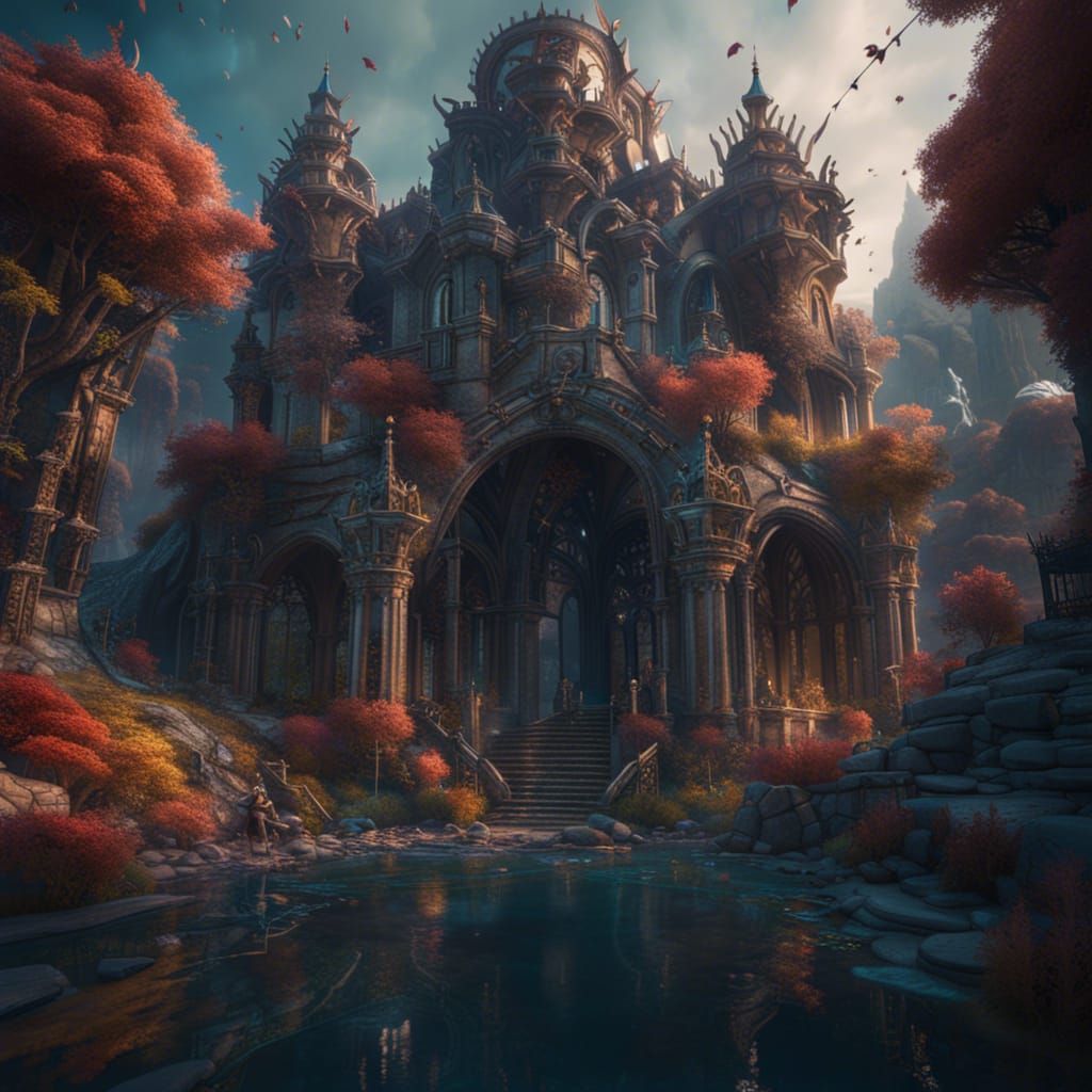 Fantastical Detailed Matte Painting of Beauty