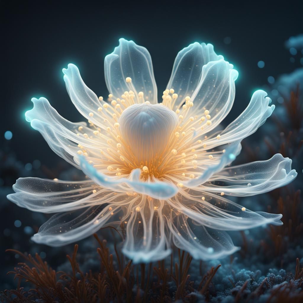 Bioluminescent Flower: Detailed Matte Painting