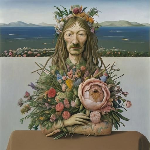 Surrealist Flowers in a Dreamscape, Oil Painting