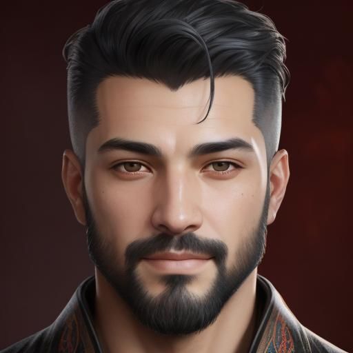 Handsome Turkish Man in Impressionist Alcohol Ink Style