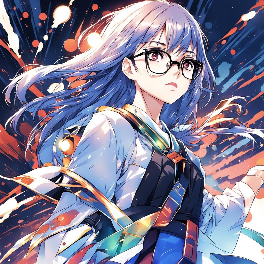 Anime Girl with Glasses in Manga Style