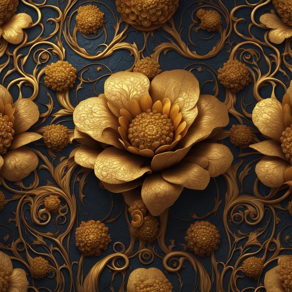 Gold Flower Texture in Detailed Matte Painting