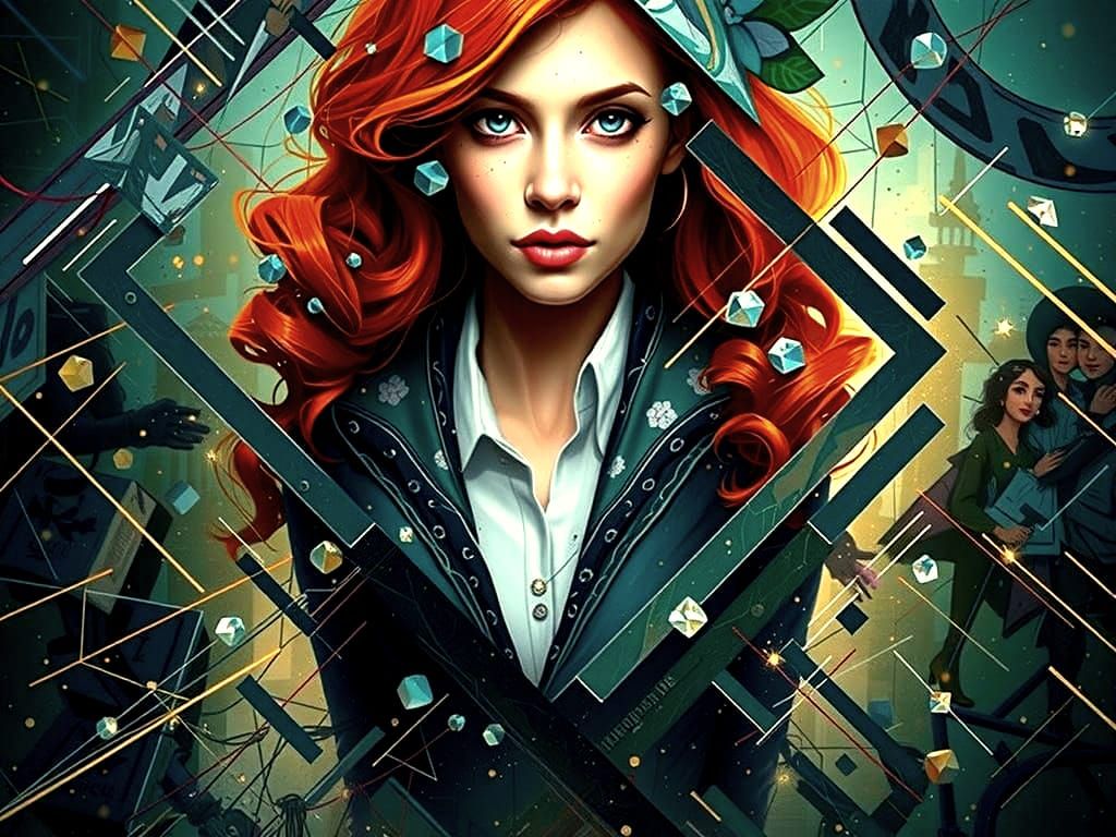 Cartoon Woman with Exaggerated Head in 2.5D Style