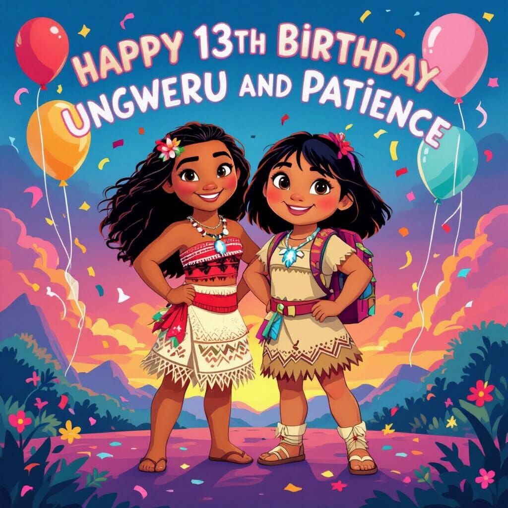 Moana and Dora's Birthday Party in Whimsical Style