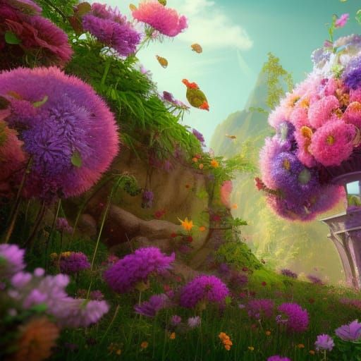 Adorable Living Flower in Detailed Fantasy Art