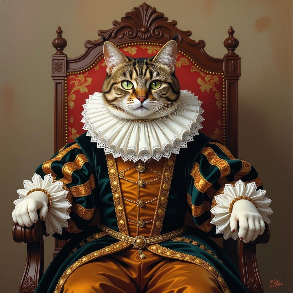 Renaissance Cat Portrait in Da Vinci Style