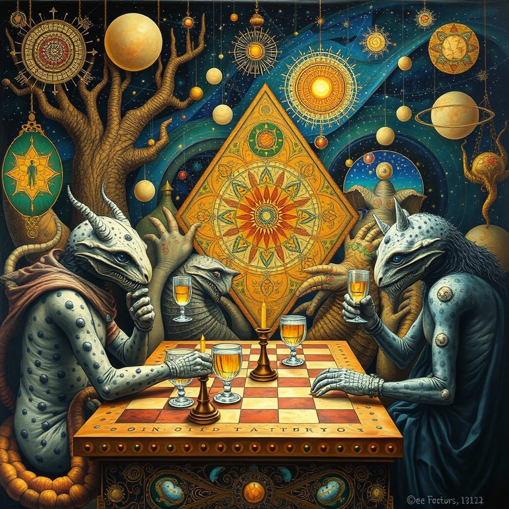 Psychedelic Galaxy Cafe: A Bosch-Inspired Utopia