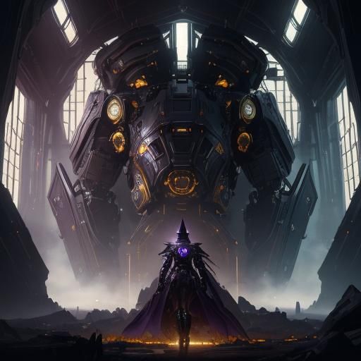 Thinking Robot in Dark Fantasy Style