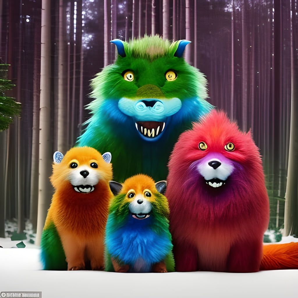 Monster Family Portrait in Gothic Style