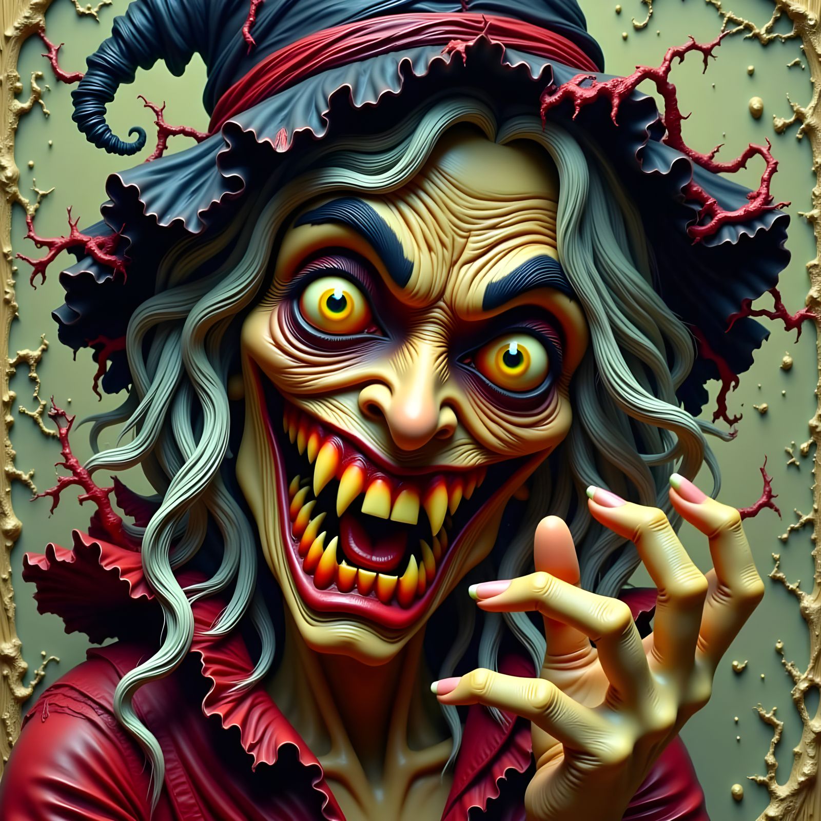 Claymation Witch Character with Wicked Smile