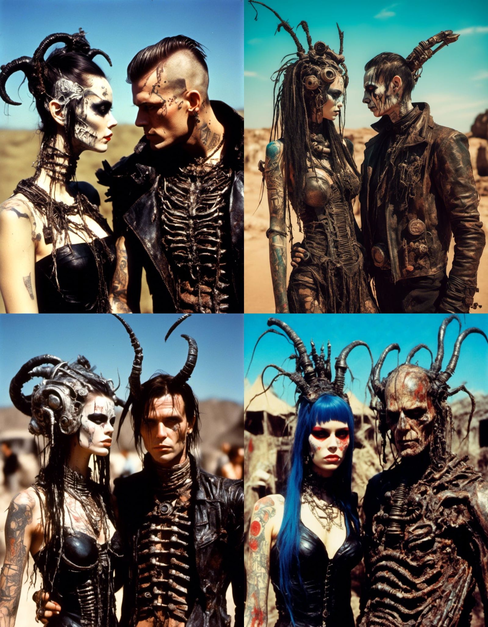 Cybergoth Couple with Tattoos in Macabre Style
