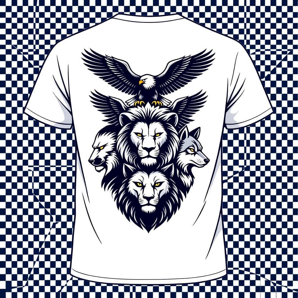 Bold Animal T-Shirt Design: Lion, Eagle, Wolf Graphics