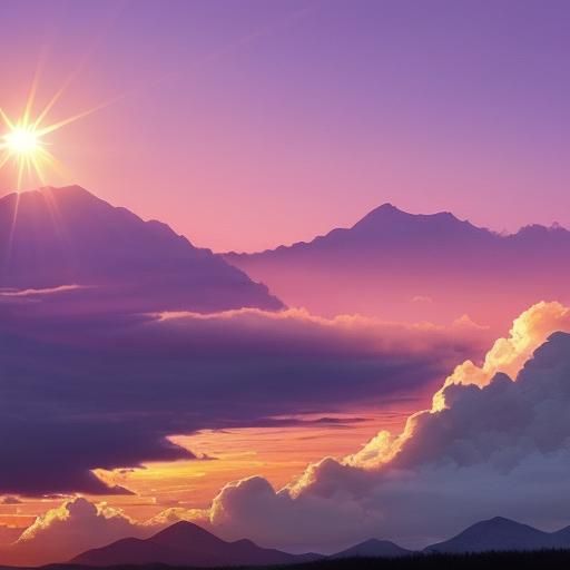 Sunset Over Mountains with Pink Clouds