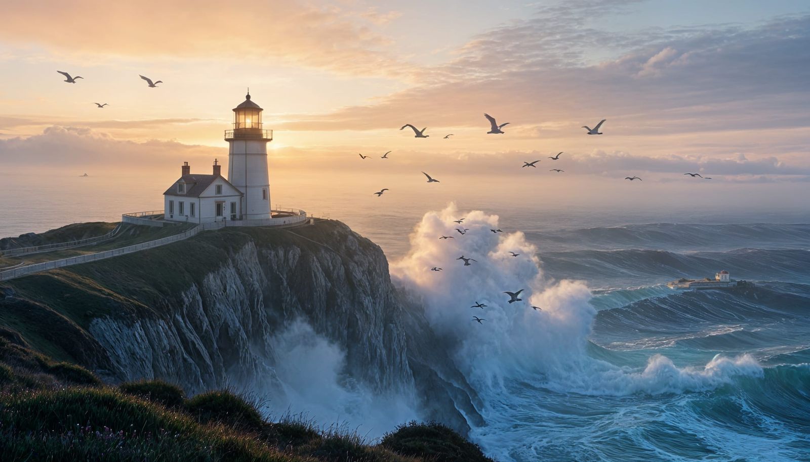 Hyperrealistic Point Reyes Lighthouse in Pacific Fog