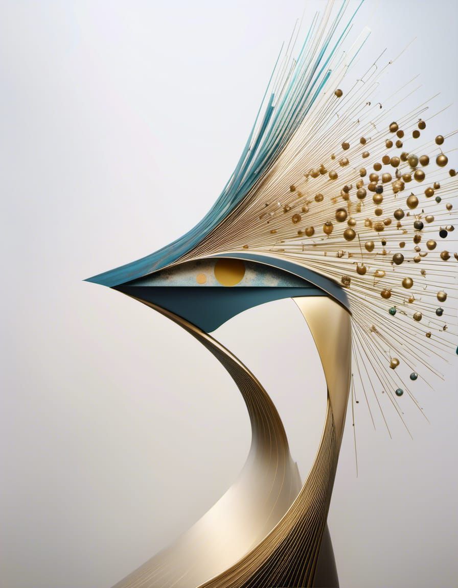 Surreal Golden Art Blending Cycles in Magical Realism Style