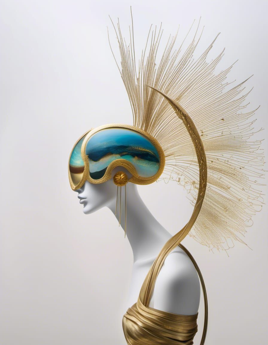 Surreal Golden Hyperrealism Painting Blends Abstract Blendin...