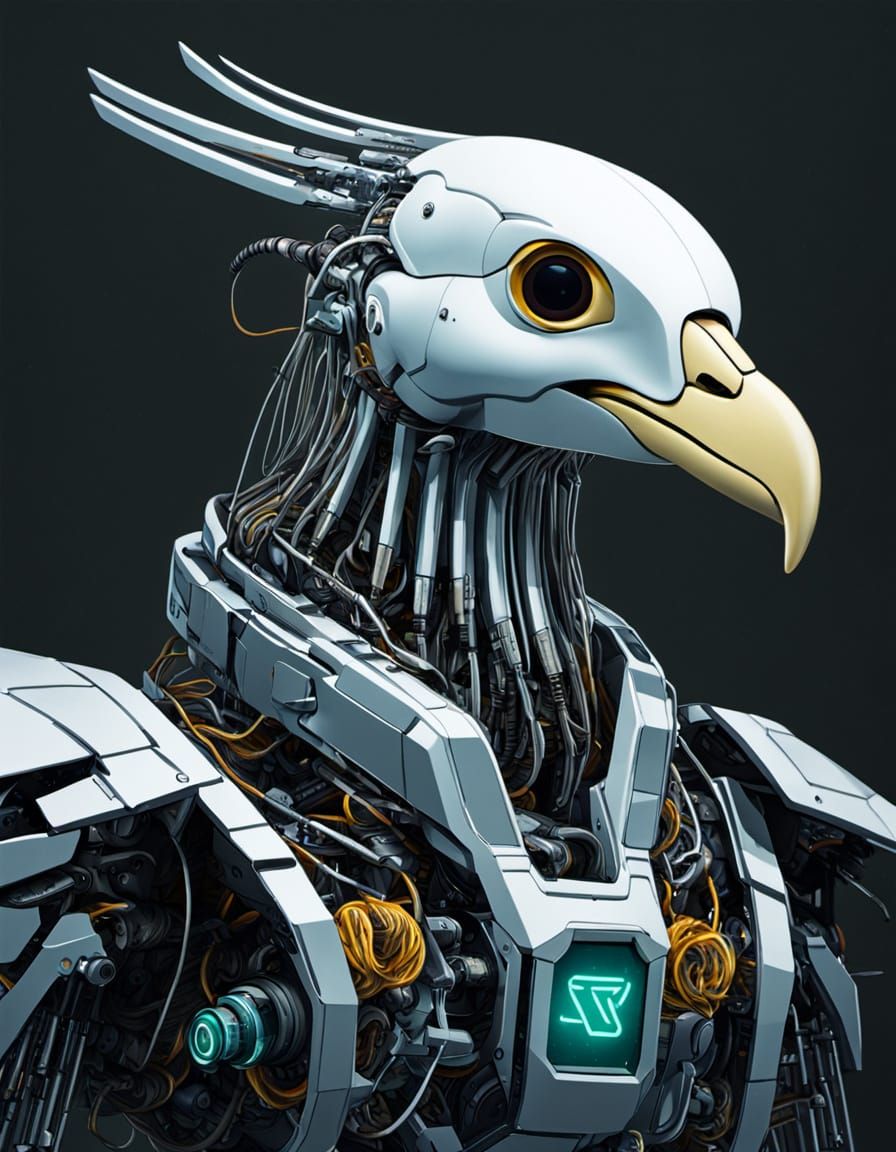 Cybernetic Albatross in Futuristic Art