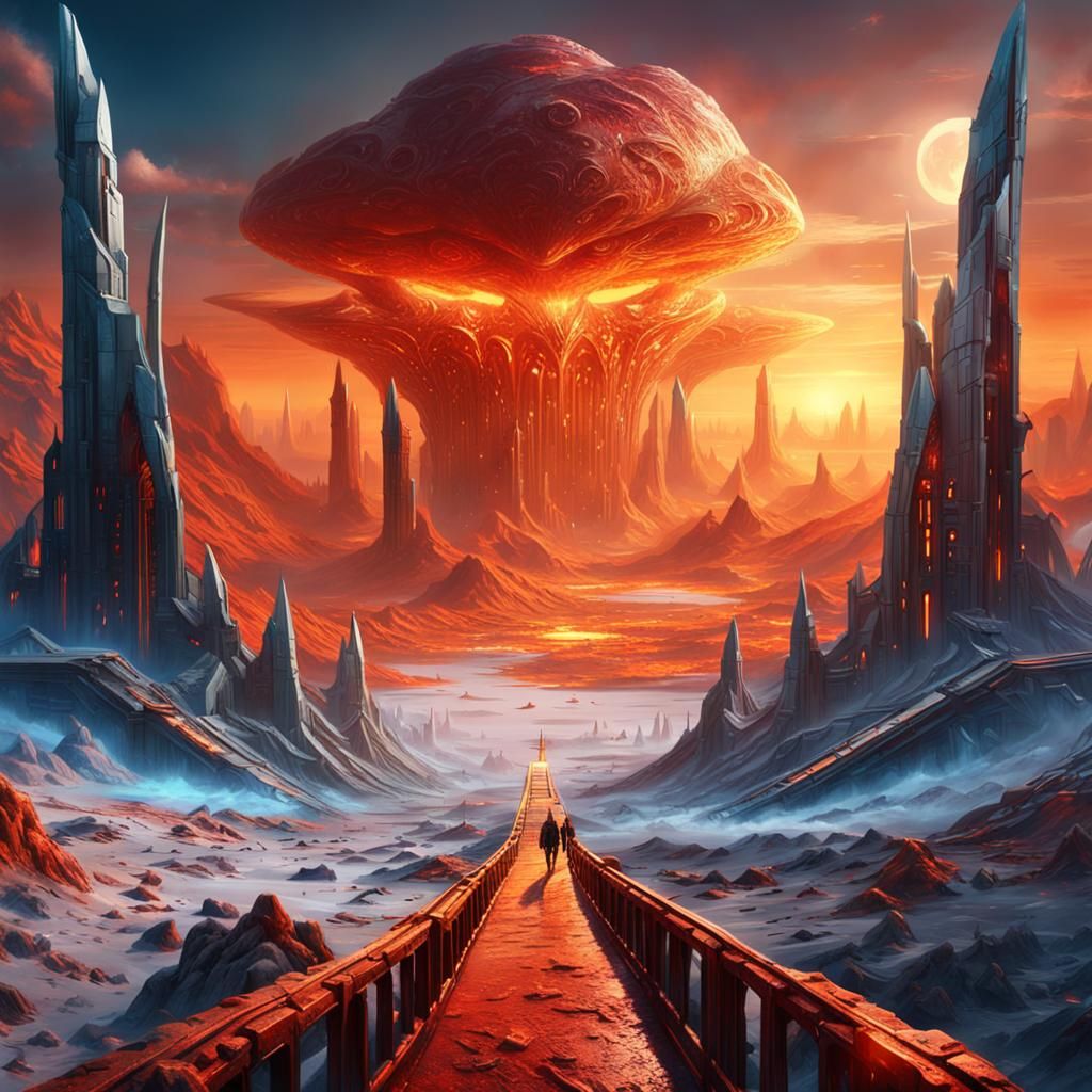 Futuristic Ice City on Alien Planet in Fantasy Art