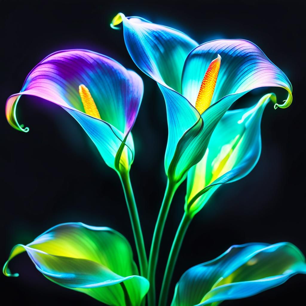 Psychedelic Glowing Calla Lily in Surreal Close-Up