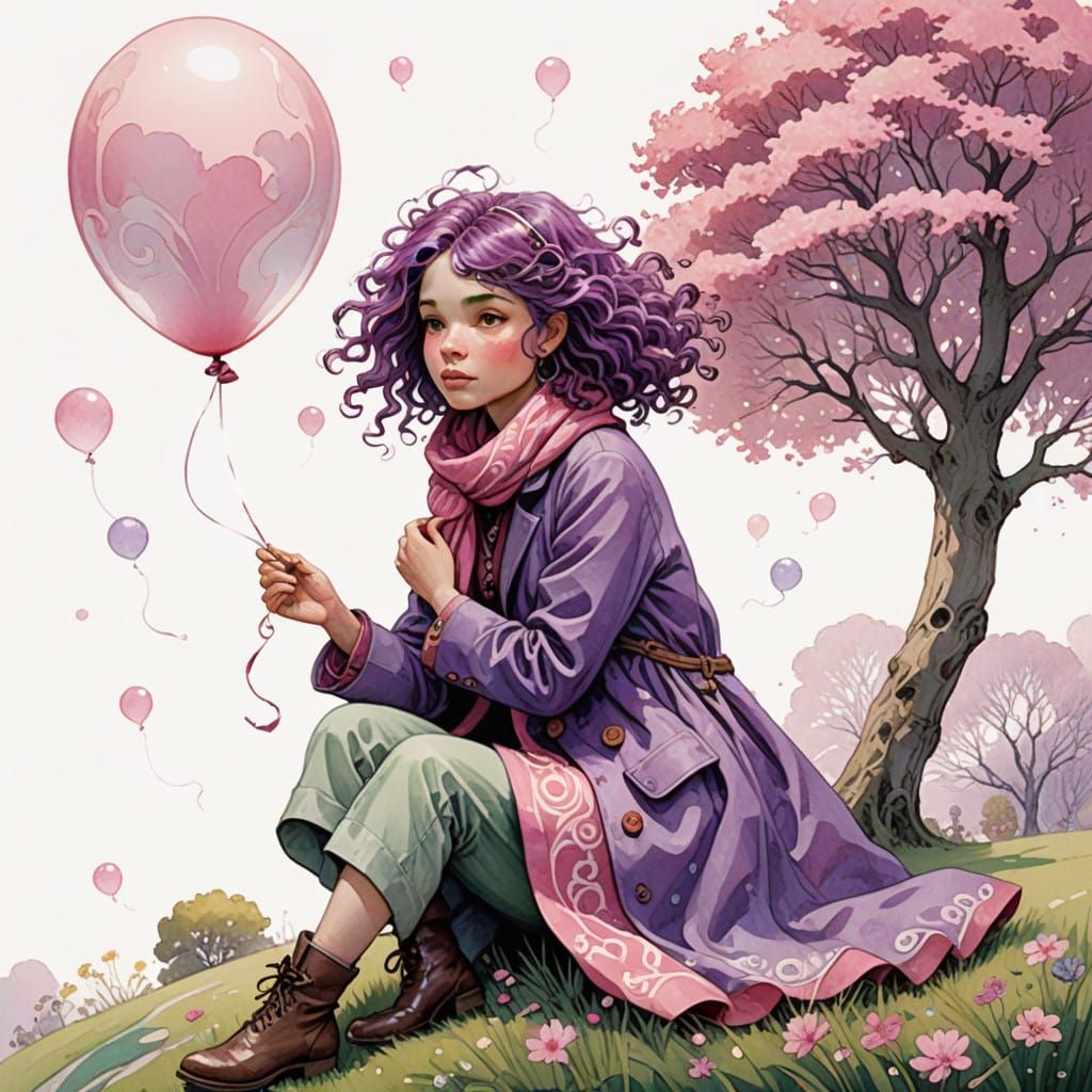 Whimsical Girl in Pastel Paradise