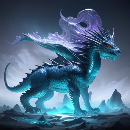 Dragon in Crystal: Surreal Digital Art