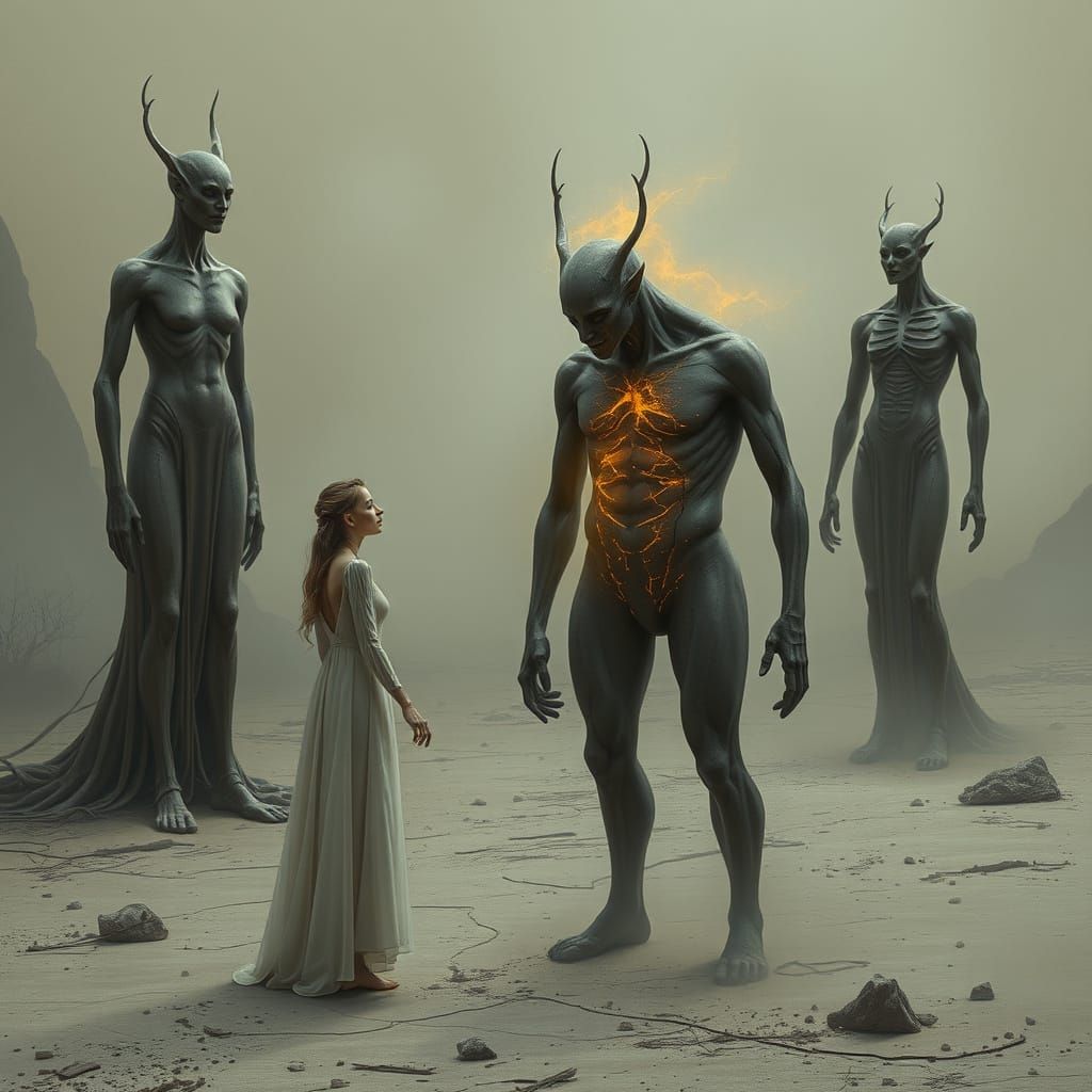 Healing Trauma in Desolate Landscape with Golden Light