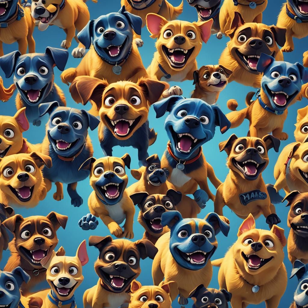 Crazy Cartoon Dog Making Funny Faces in 3D