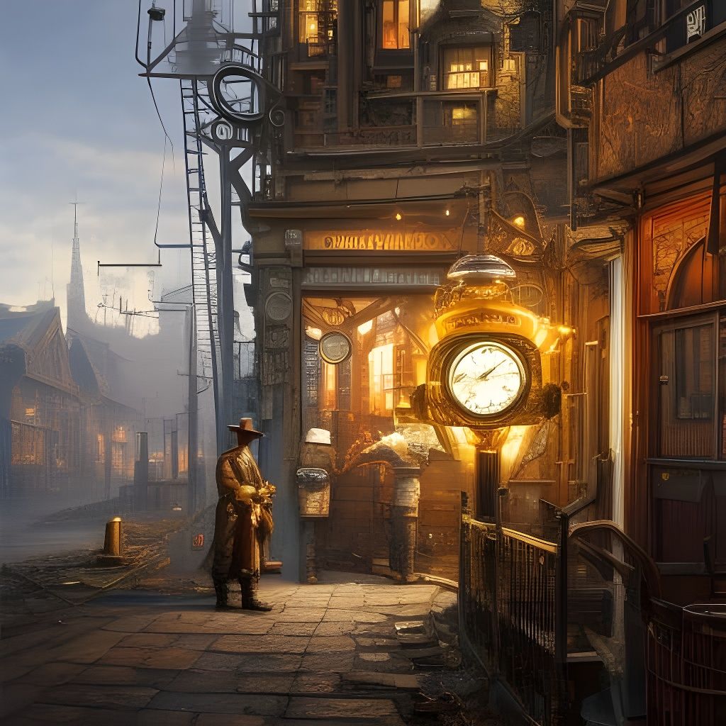 Steampunk Gunslinger in Victorian Industrial Setting