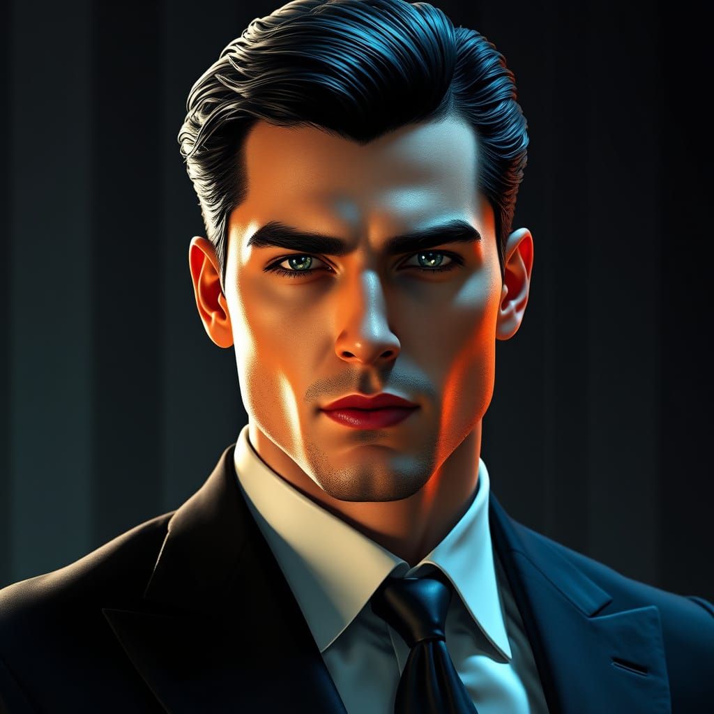 Elegant Dark Knight in Art Nouveau Style