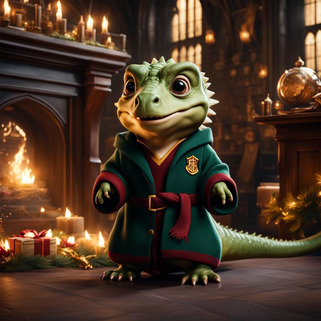 Baby Harry Potter in Dinosaur Pyjamas at Hogwarts