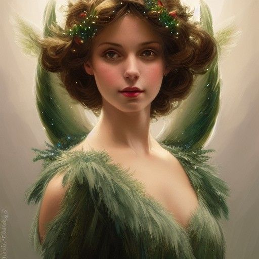 Christmas Angel Portrait in Artstation Style