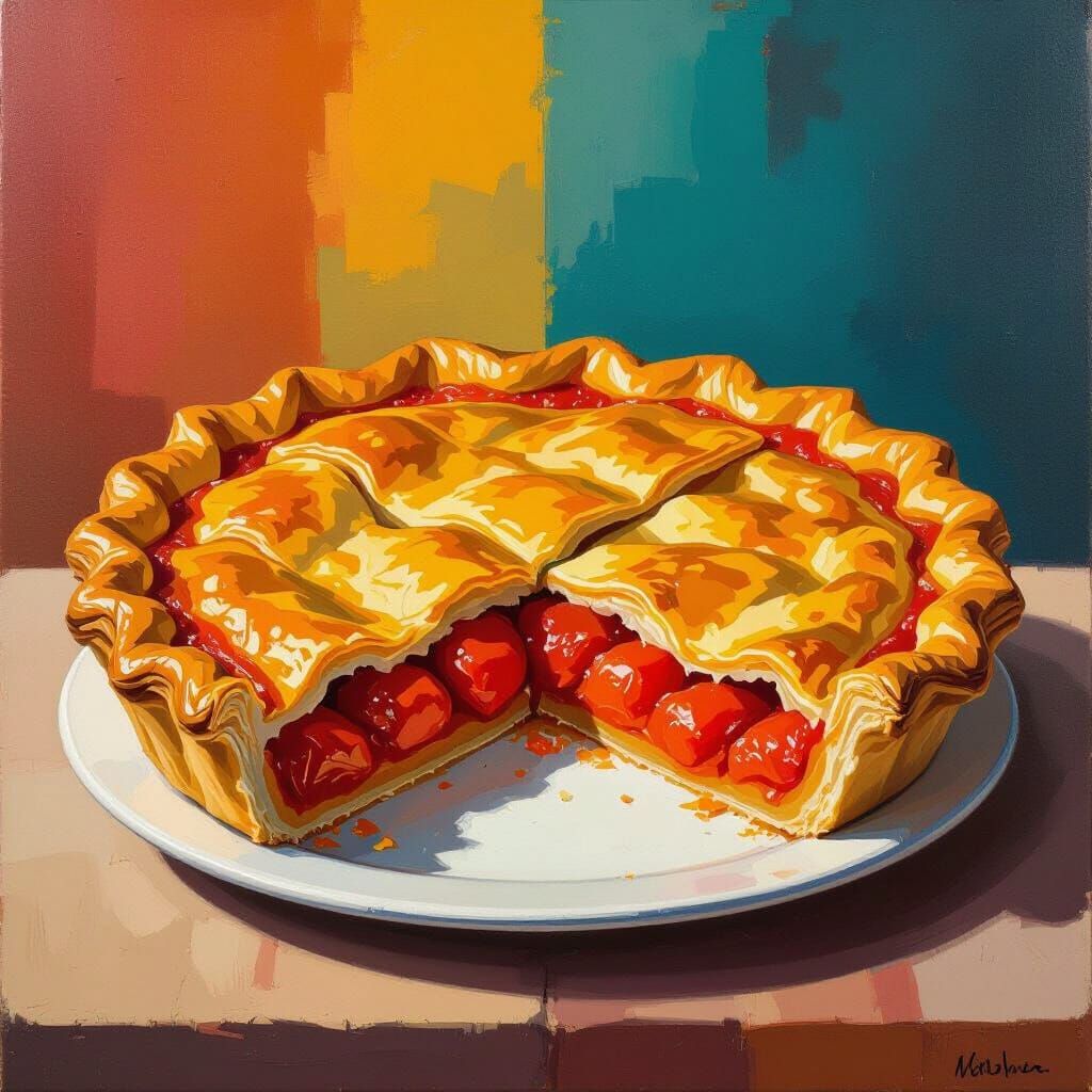 Tomato Pie Still Life in Thiebaud Style
